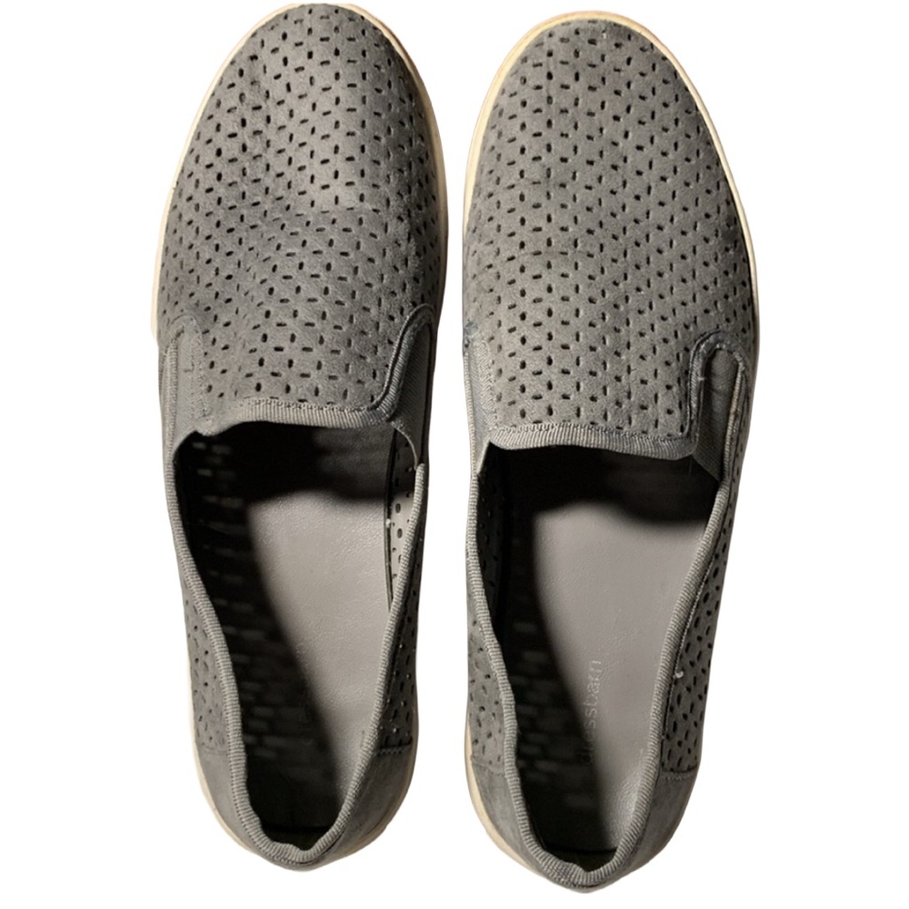 Grey Eyelet Suede Slip-on Loafers